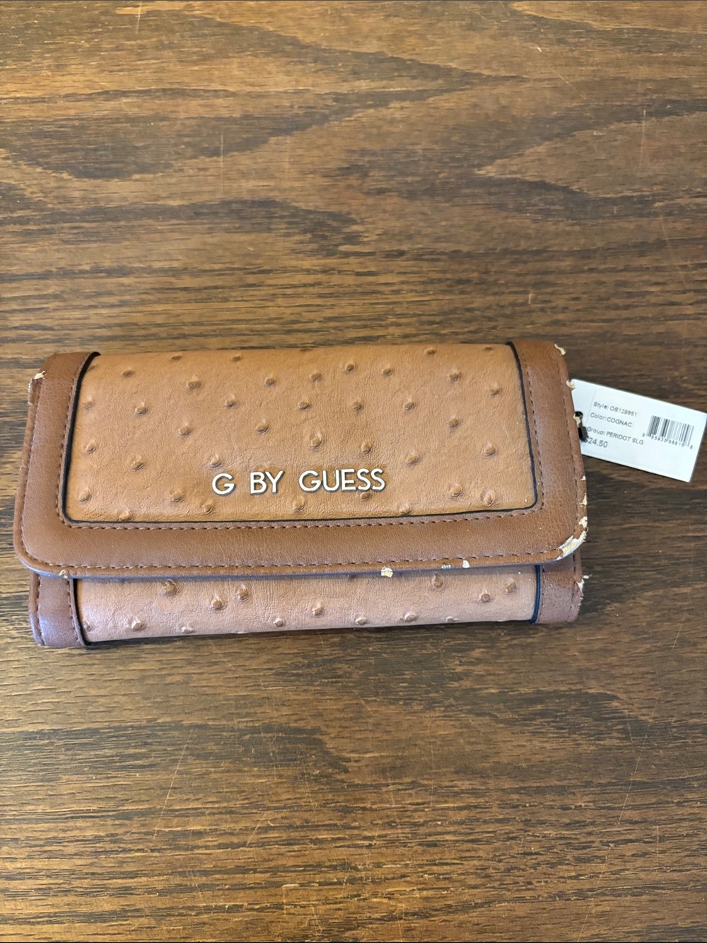 G by Guess Tan Textured Fold-Over Wallet